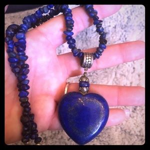 Heart necklace made of Lapis Lazuli crystals